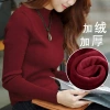 Thickened and fleece semi-high-neck women's knitted sweater, solid-color women's sweater base, women's warm inner jacket wholesale Specification image
